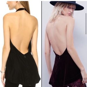 Free people black velvet halter top